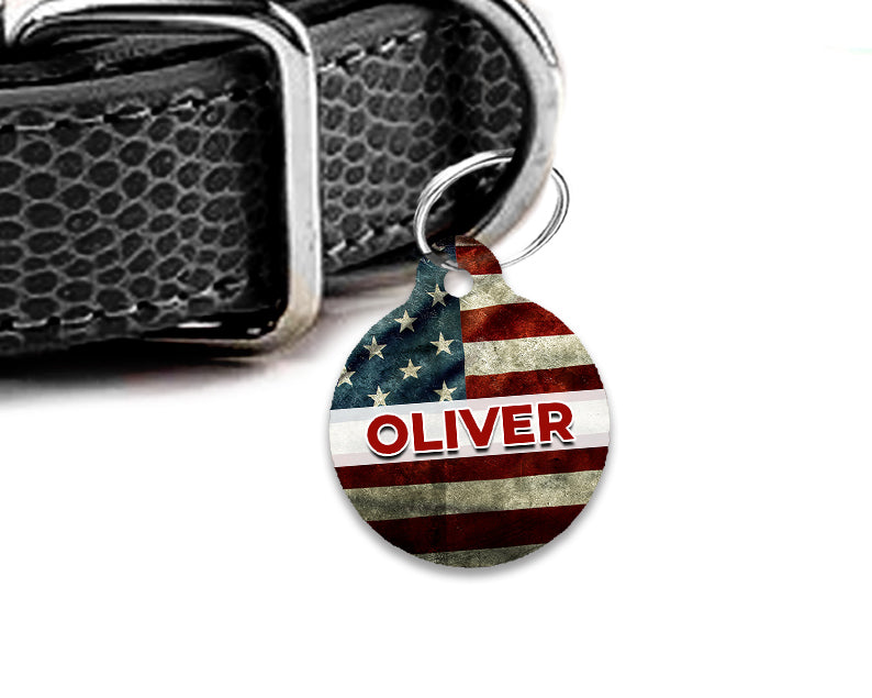 Pet ID Tag | Distressed Flag