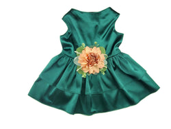 Satin Pet Dress | The Phoebe | 10 Color Options | Forest Green