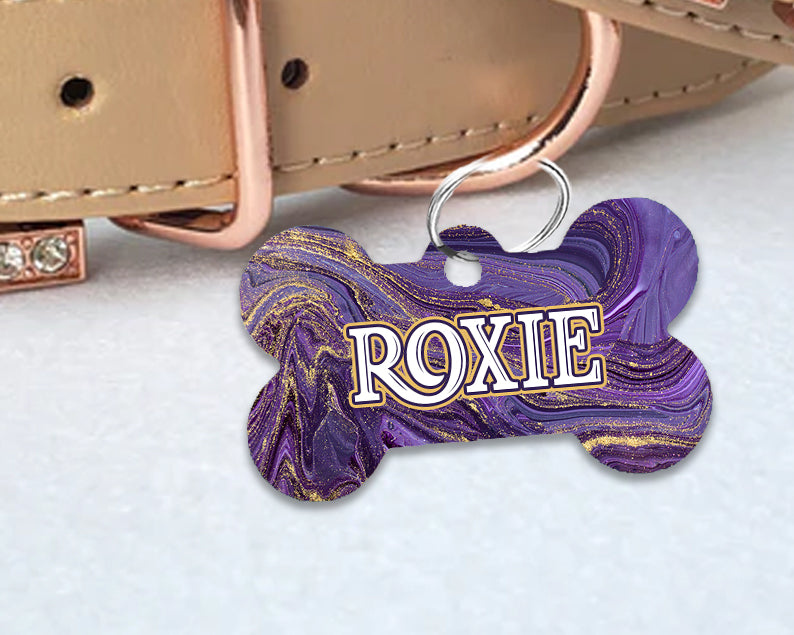 Pet ID Tag | The Purple Gold Marble
