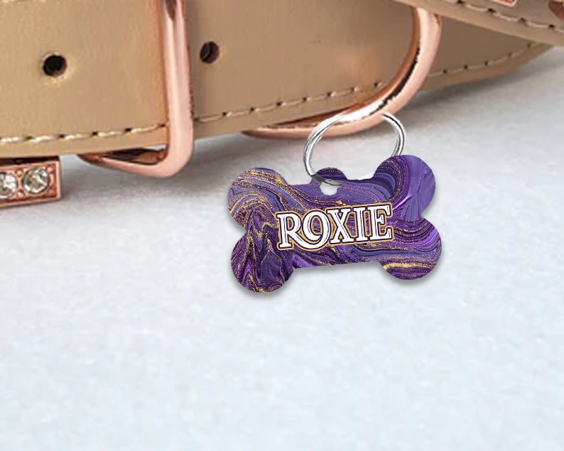 Pet ID Tag | The Purple Gold Marble