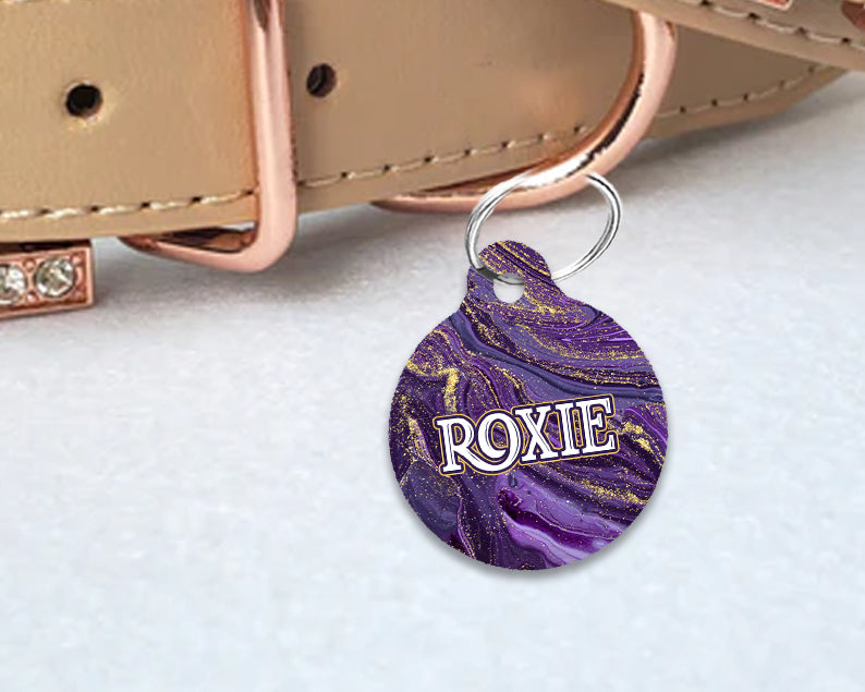 Pet ID Tag | The Purple Gold Marble