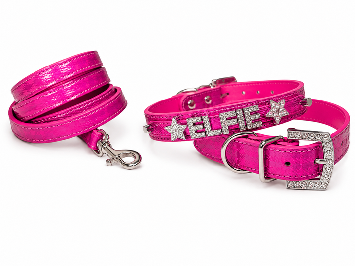 Metallic Plaid Personalized Pet Collars