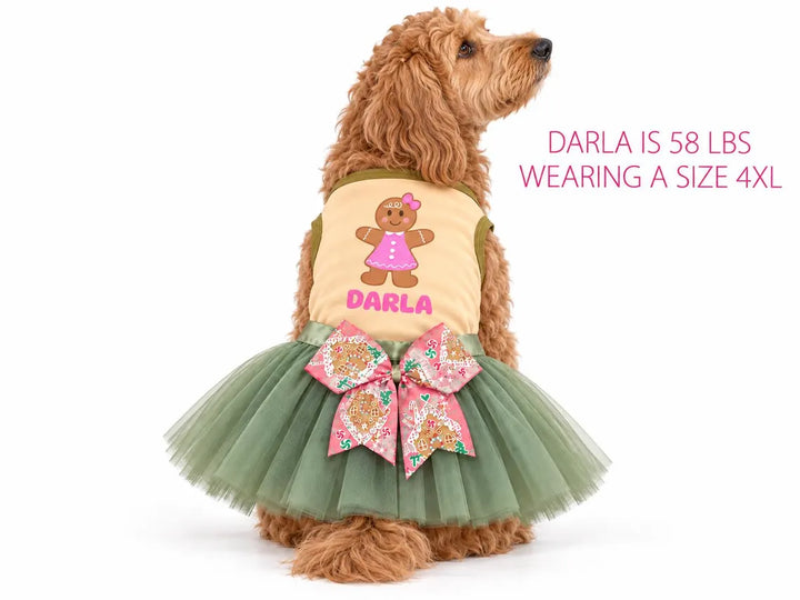 Personalized Christmas Dog Dress | Gingerbread Sweetheart