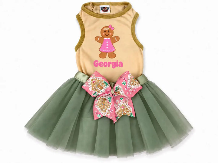 Personalized Christmas Dog Dress | Gingerbread Sweetheart