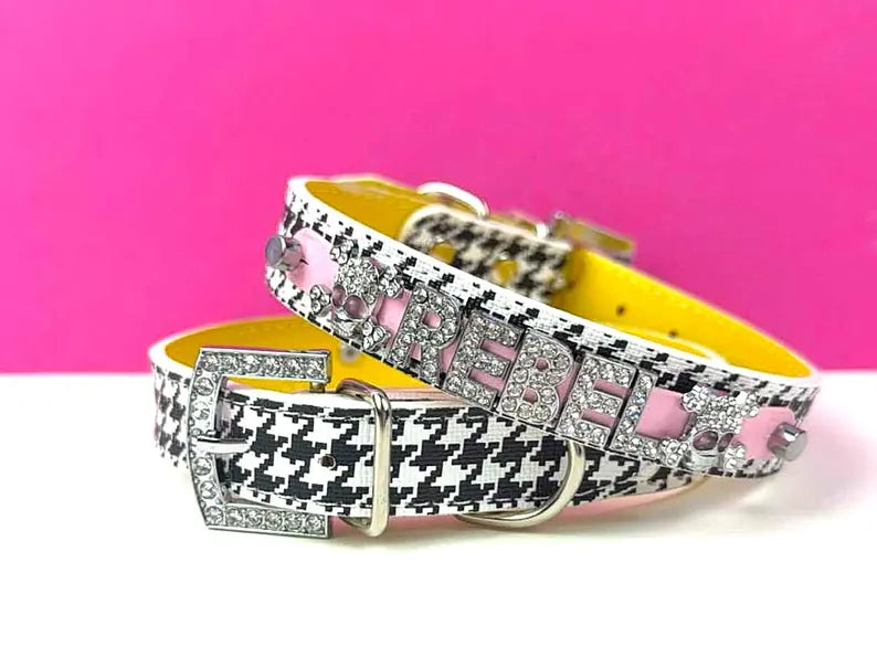 Collar | Sparkle Skulls 2 Tone Houndstooth