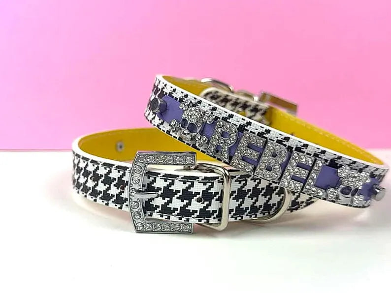 Collar | Sparkle Skulls 2 Tone Houndstooth