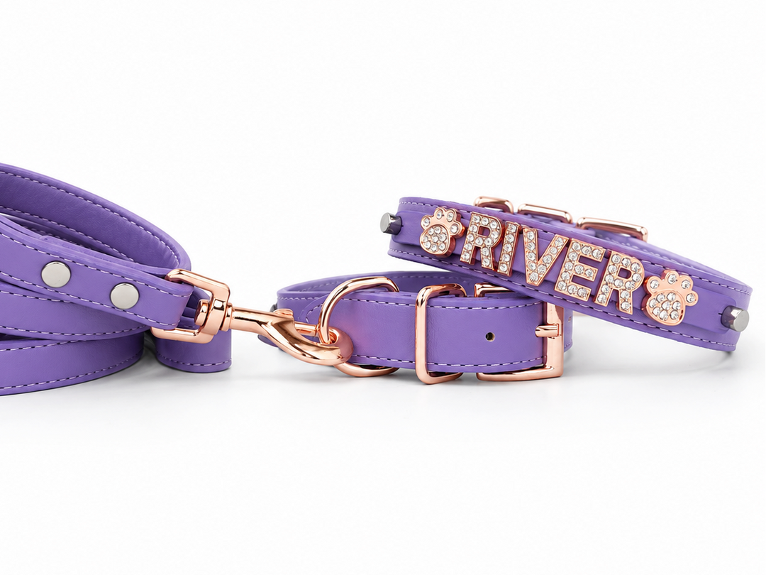 Matte Amethyst Rose Gold Personalized Pet Collar