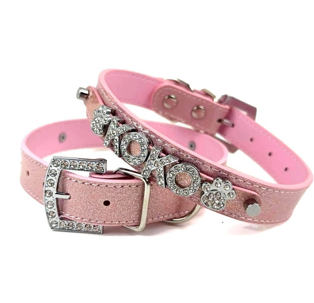 Light Pink Sparkle Personalized Pet Collar