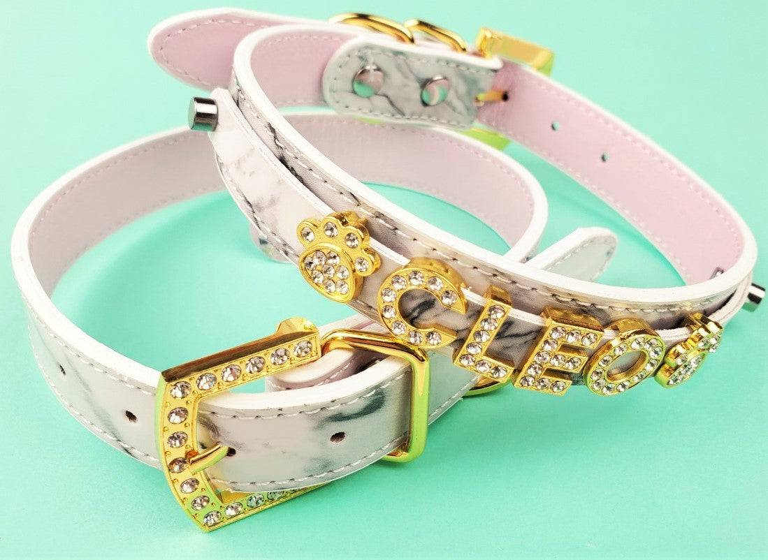 Personalized Collar | Marble and Gold