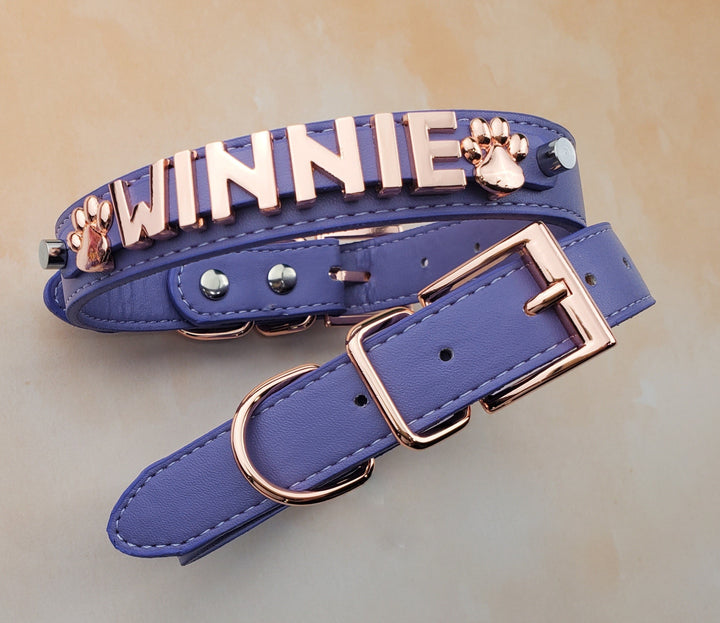 Matte Amethyst Rose Gold Personalized Pet Collar