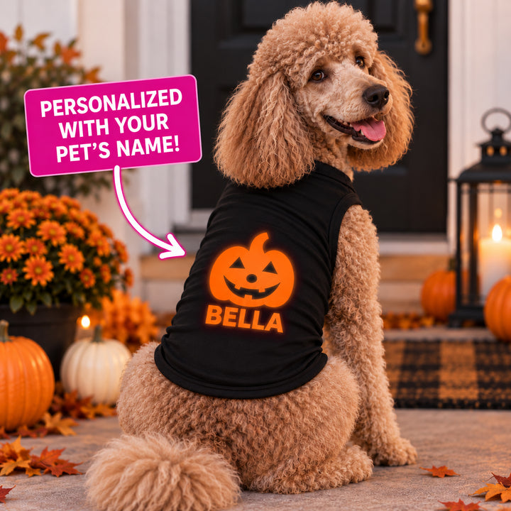 Orange Glow-in-the-Dark Jack-O’-Lantern Pet Tee