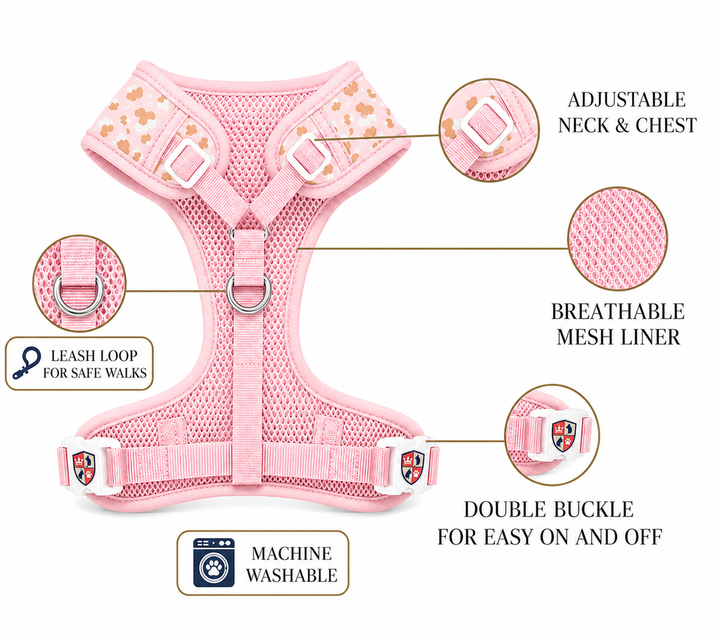 Glam Pink Cheetah | Leopard print pink Adjustable Pet Harness