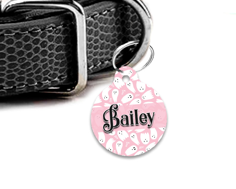 Pet ID Tag | Pink Ghost