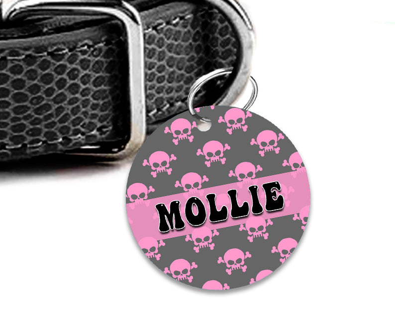 Pet ID Tag | Pink Skull