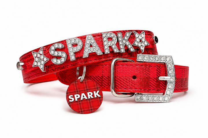 Metallic Plaid Personalized Pet Collars