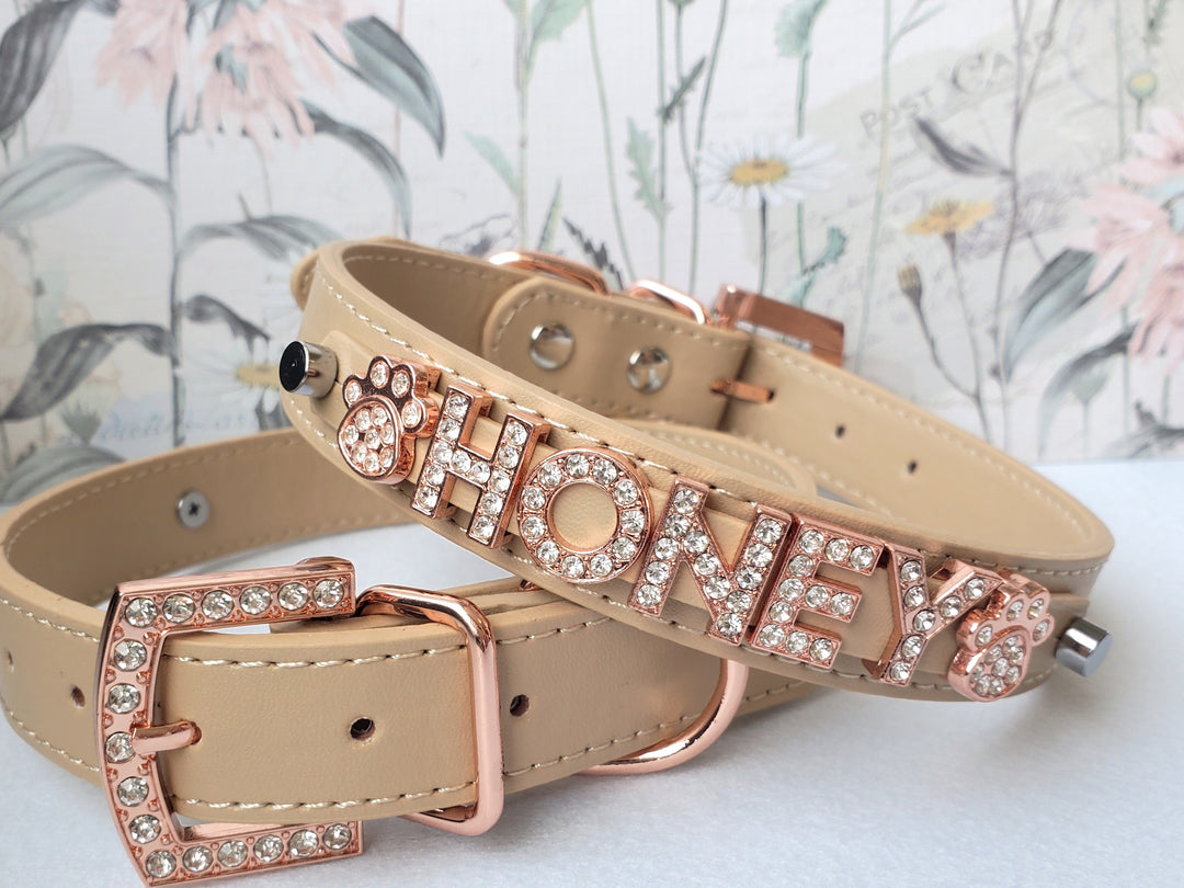 Personalized Collar | Sand and Rose Gold