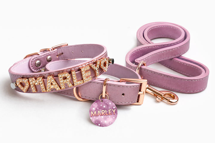 Spacedust Mauve Personalized Pet Collar
