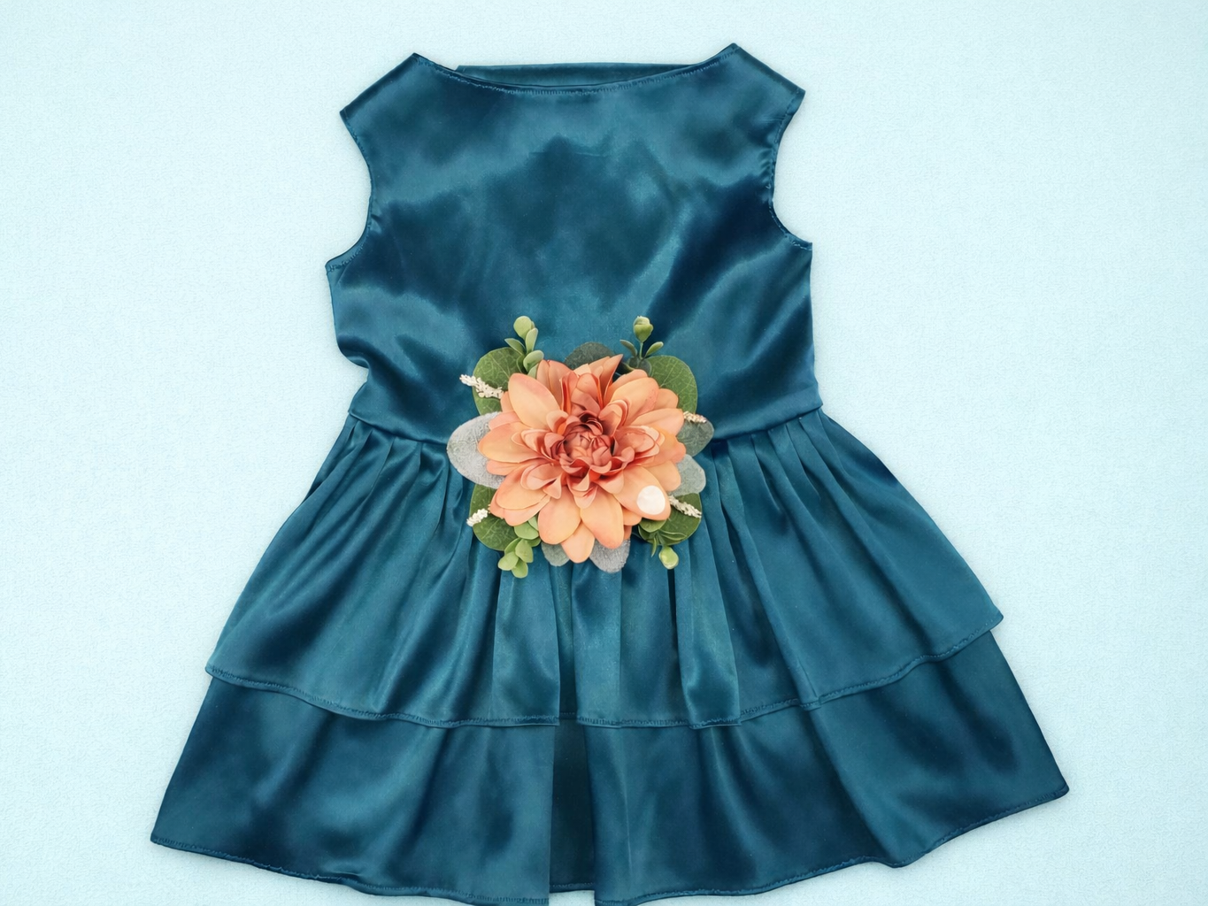 Satin Pet Dress | The Phoebe | 10 Color Options | Peacock Teal