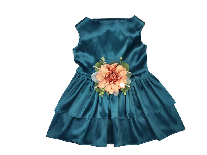 Satin Pet Dress | The Phoebe | 10 Color Options | Peacock Teal