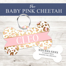 Pet ID Tag | Baby Pink Cheetah