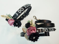 I DO TOO Floral collar and leash | Black & Silver | 18 color choices