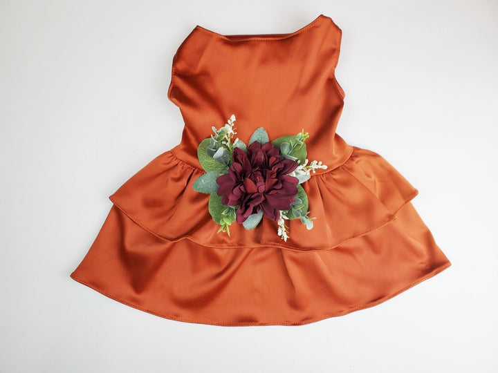 Terra Cotta Satin Dog Dress - The Bobbie