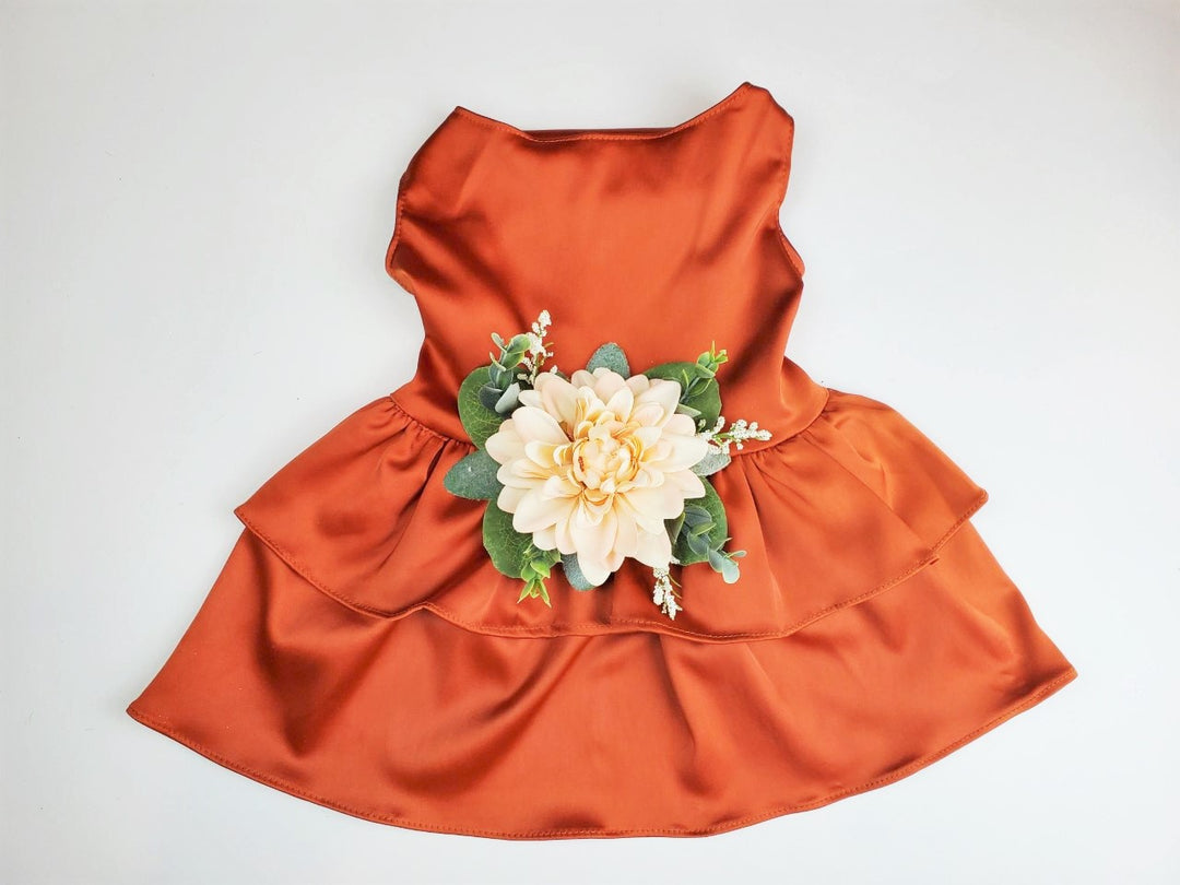 Terra Cotta Satin Dog Dress - The Bobbie