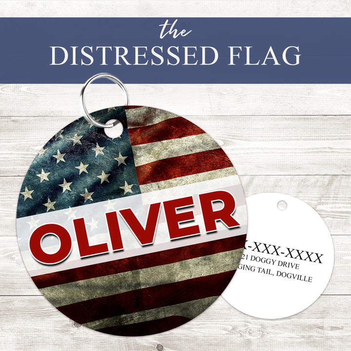 Pet ID Tag | Distressed Flag