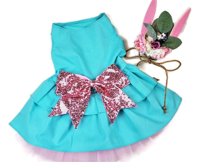 Spring Belle aqua dog dress