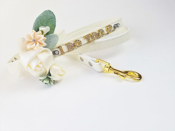 I DO TOO Floral collar and leash | Ivory & Gold | 18 color choices