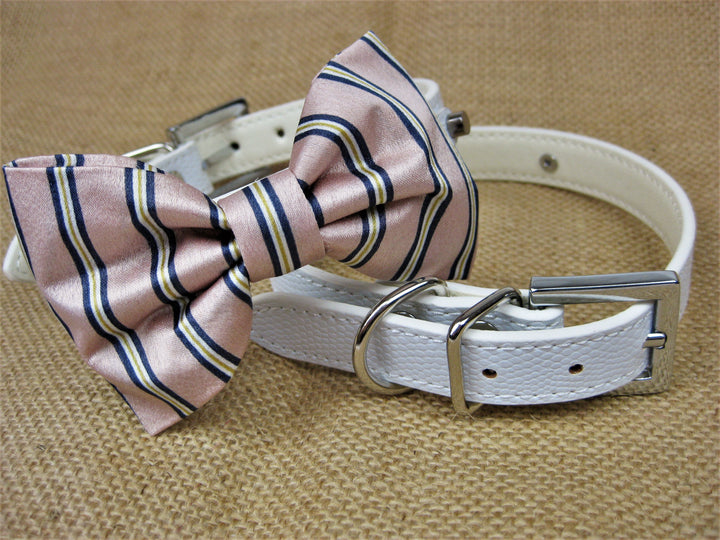 Bowtie Collar | Blush Pink and Navy Stripe