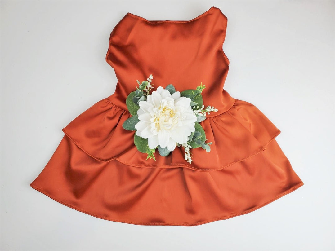 Terra Cotta Satin Dog Dress - The Bobbie