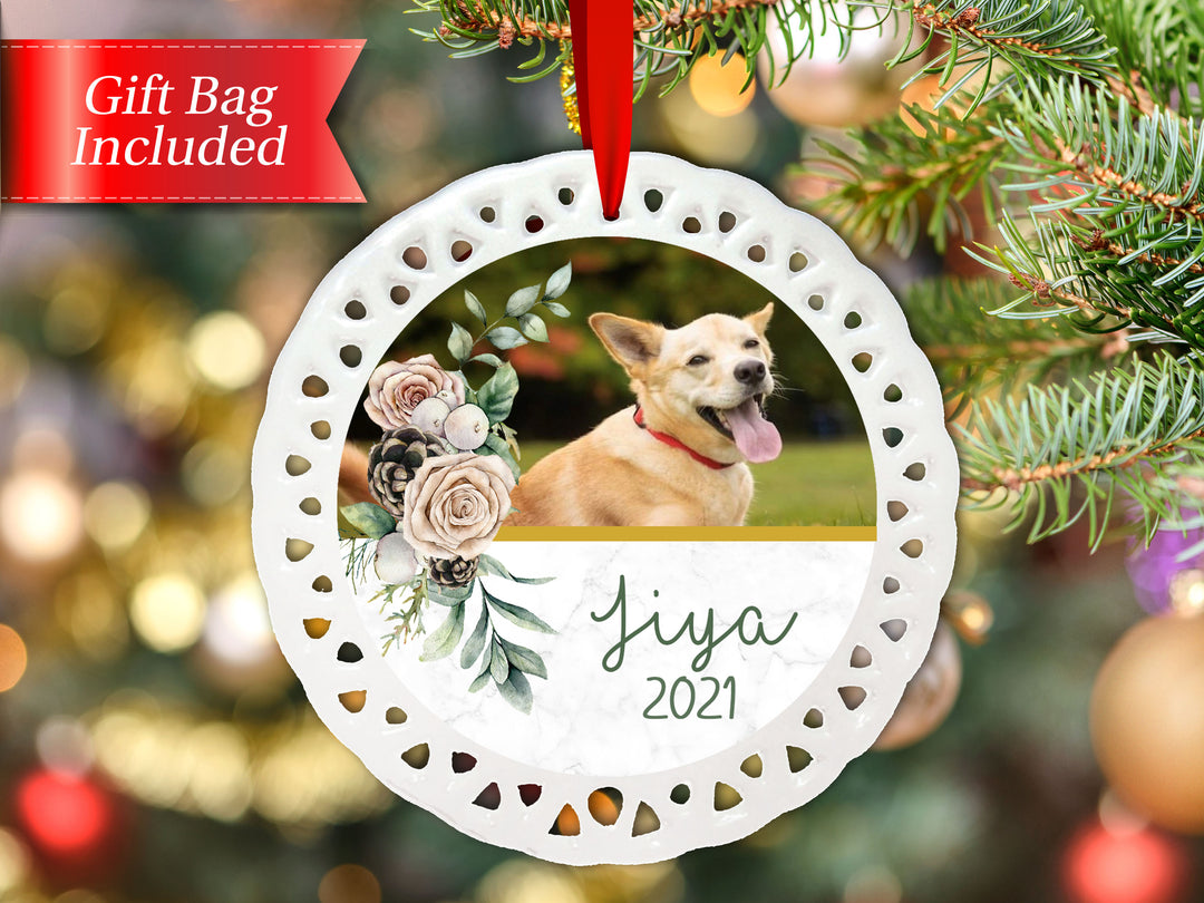 Personalized Christmas Ornament | Black And White Buffalo Plaid