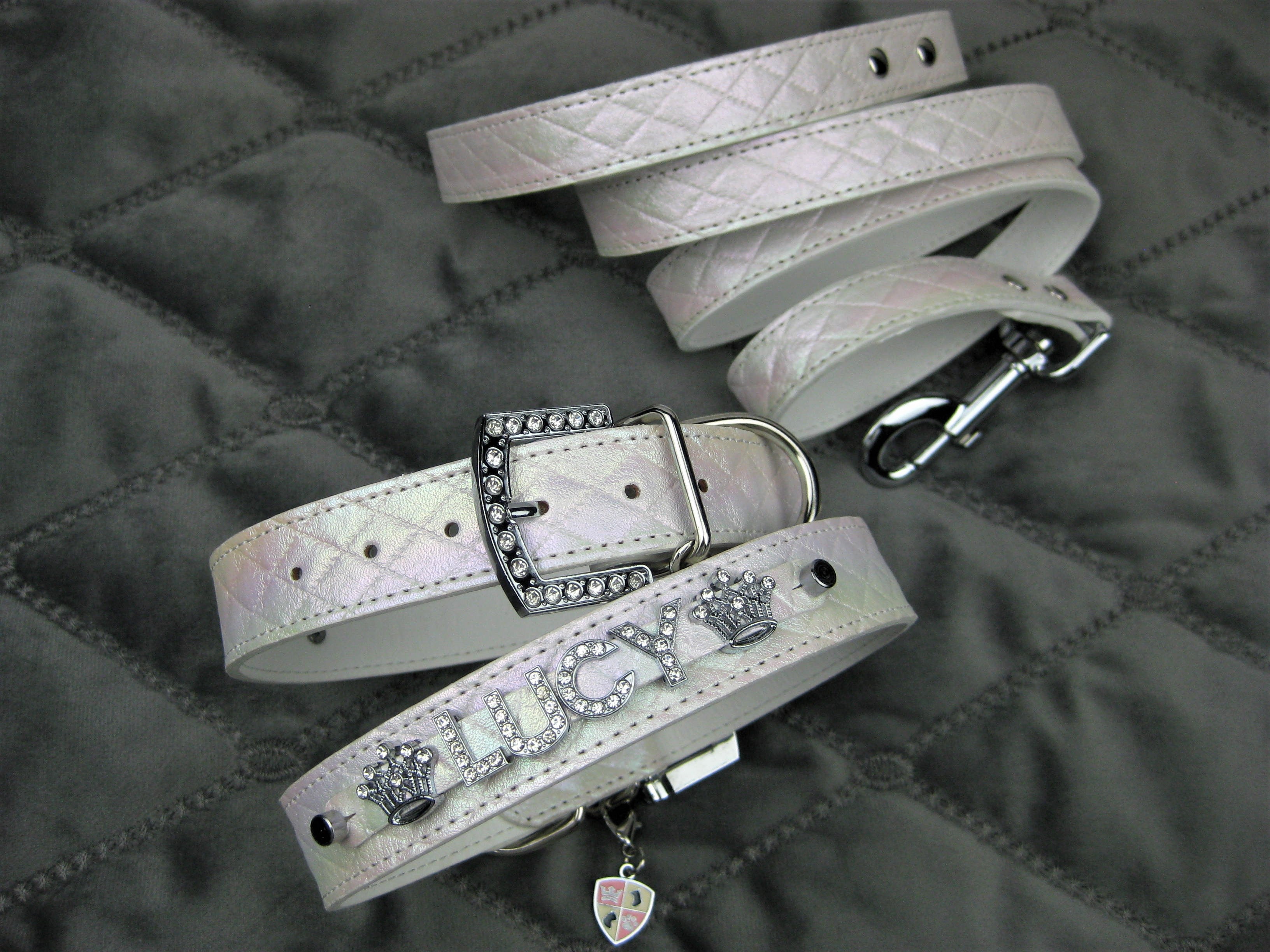 Quilted Iridescent white collar