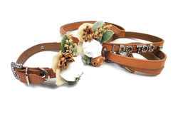 I DO TOO Floral collar and leash | Saddle Brown | 18 color choices