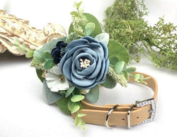 Succulent Wedding Collar | Dusty Blue and Navy