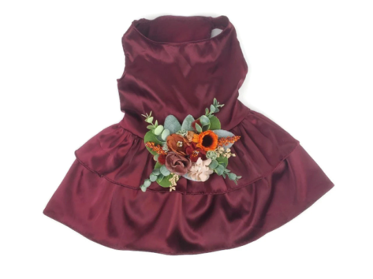 burgundy dog dress FRISCO V Ruffle Dog & Cat Sweater Dress, Burgundy, Large