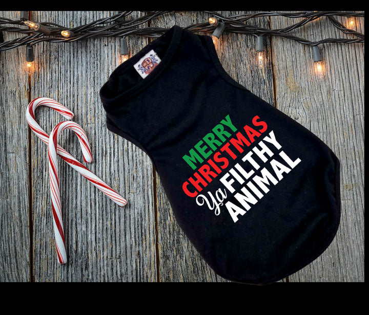 Holiday Dog Shirt | Merry Christmas Ya Filthy Animal