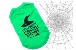Halloween Dog Shirt | I Fly With Crazy Witches