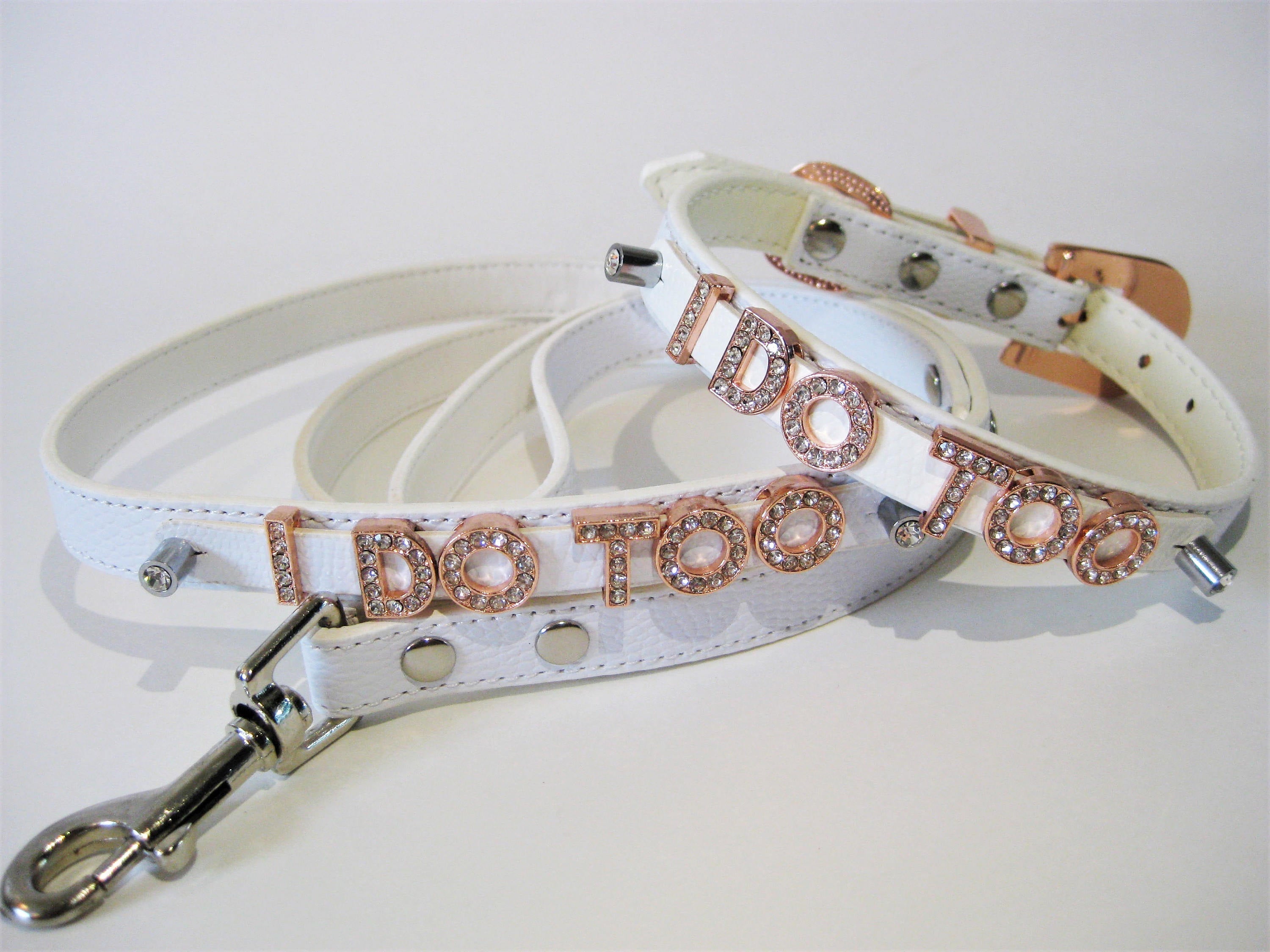 Wedding Dog Leash | Beige & Ivory with Rose Gold