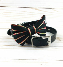 Bowtie Collar | Black, Red, and Gold Stripe