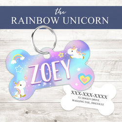 Pet ID Tag | Rainbow Unicorn
