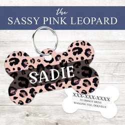 Pet ID Tag | Sassy Blush Pink Leopard