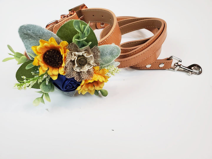 Sunflowers collar and leash | 18 color choices
